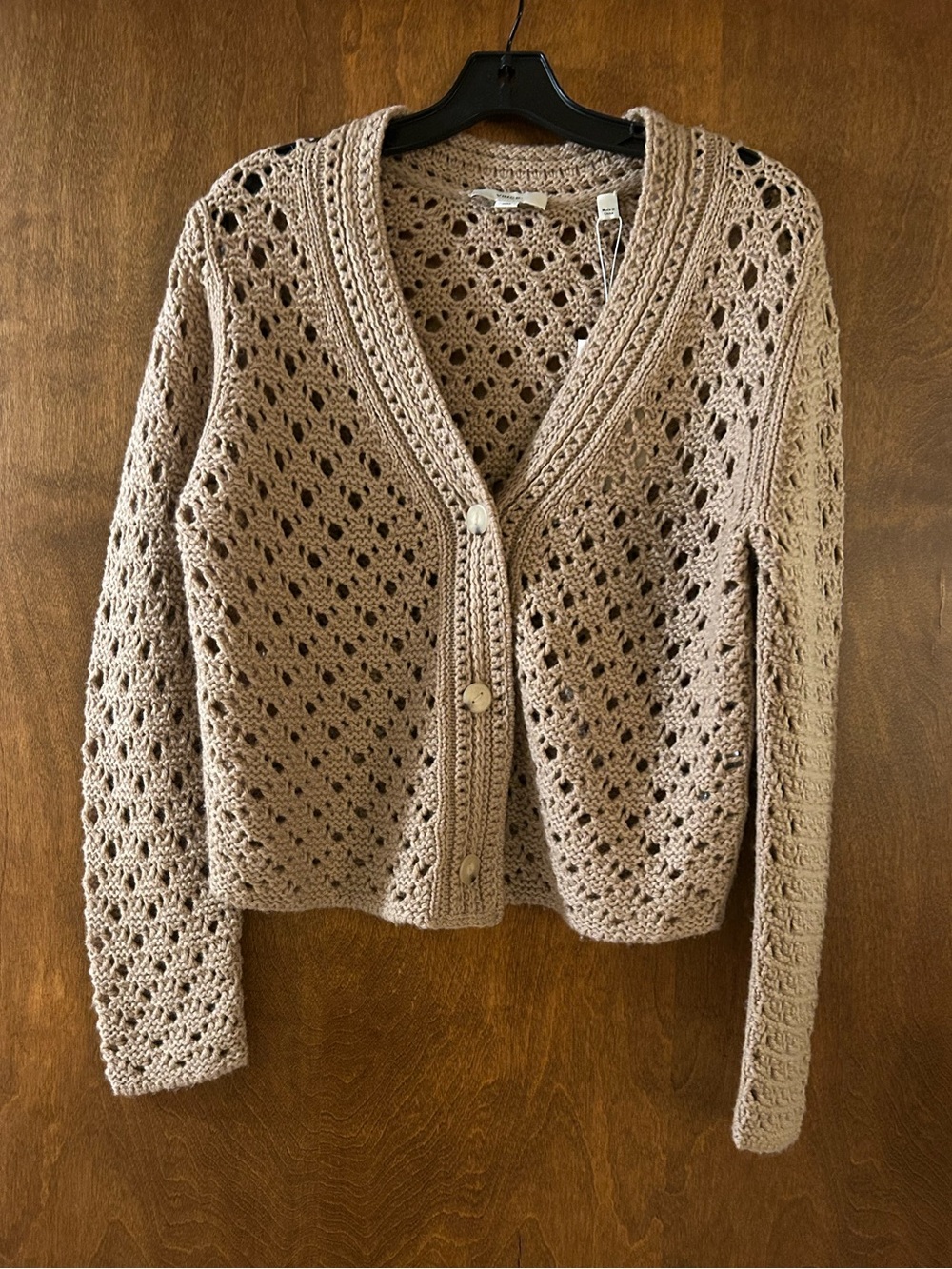 Vince Wool & Cashmere Crochet Cardigan in the shade Amber Light, Size M - Picture 12 of 13